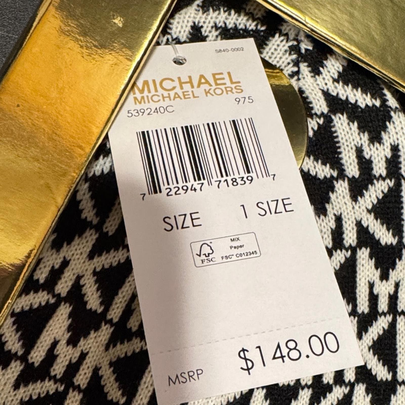 Michael Kors Black & White MK Logo Hat, Scarf & Gloves Set - Thumbnail 2