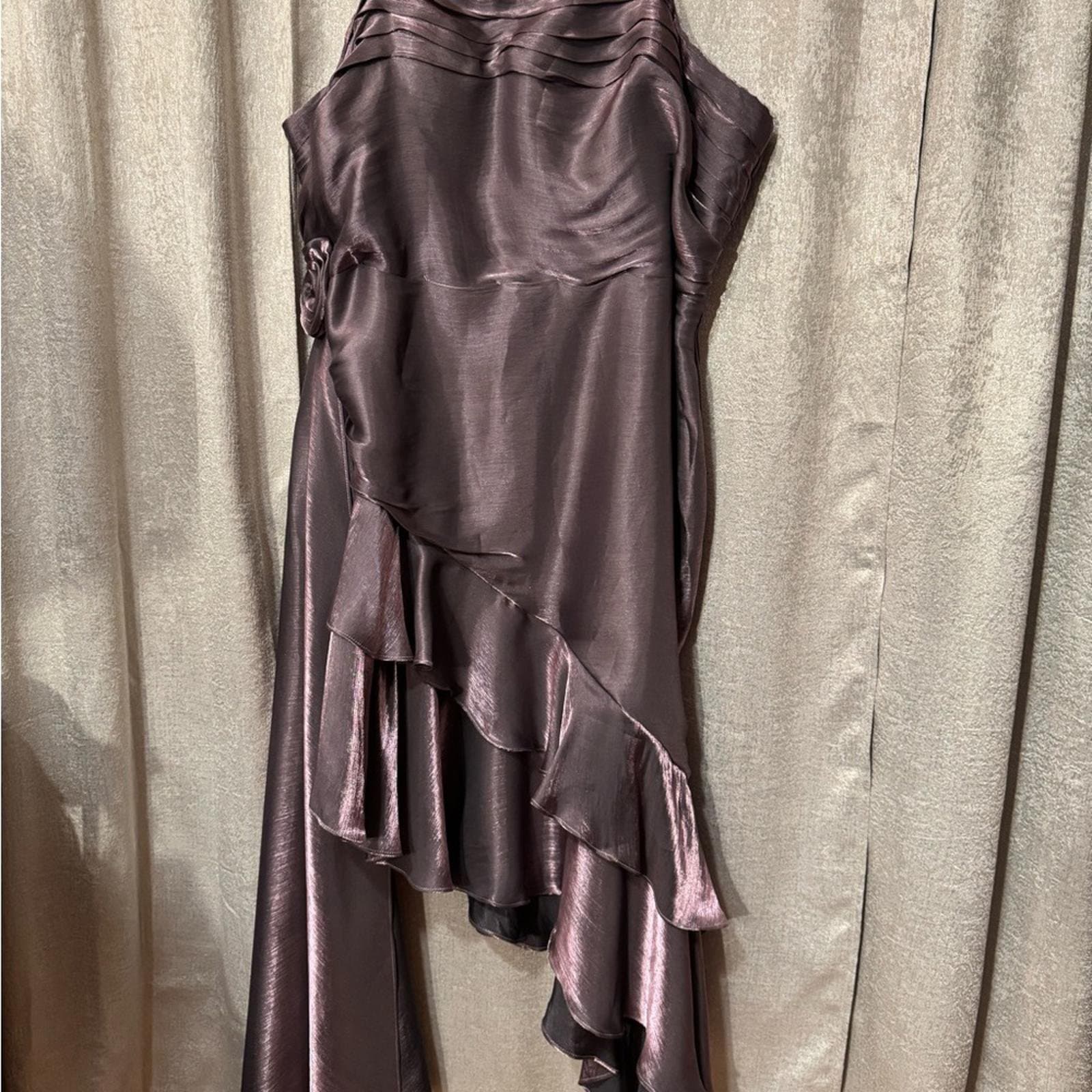 Chic Asymmetrical Women's Dress in Mauve - Thumbnail 2