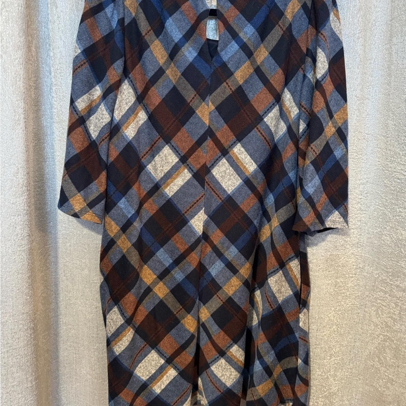 Jessica Howard Multicolor Plaid Long Sleeve Dress - Thumbnail 4