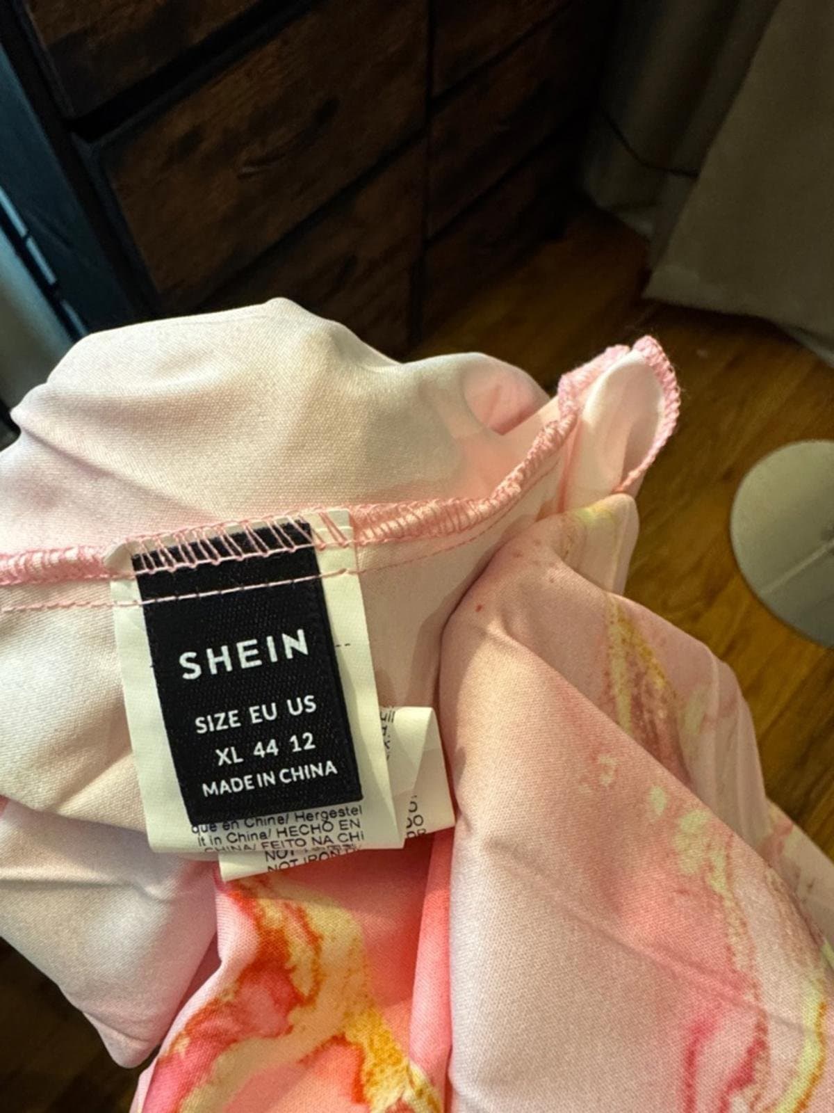 SHEIN Pink Marble One-Shoulder Pleated Midi Dress - Thumbnail 7