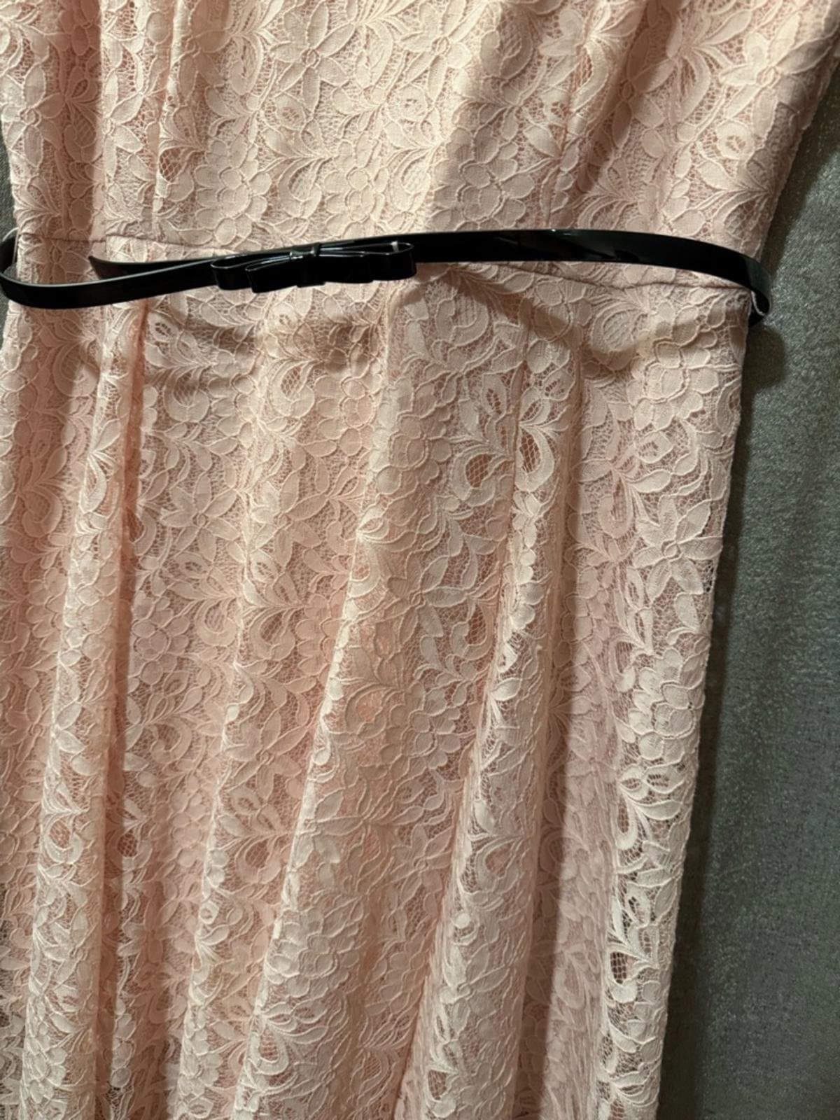 Elle Pink Lace High-Low Fit-and-Flare Dress with Slim Belt - Thumbnail 5