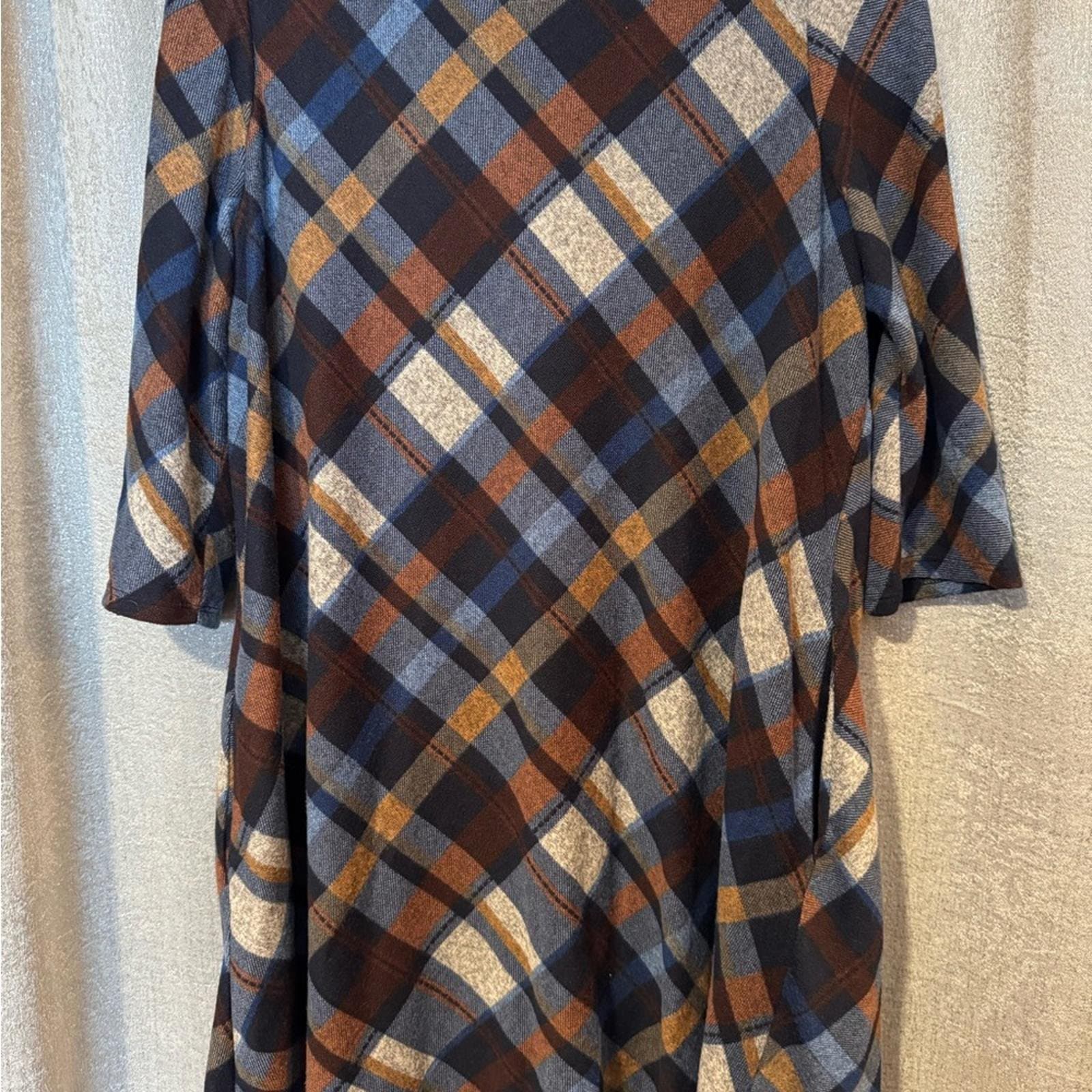 Jessica Howard Multicolor Plaid Long Sleeve Dress - Thumbnail 2