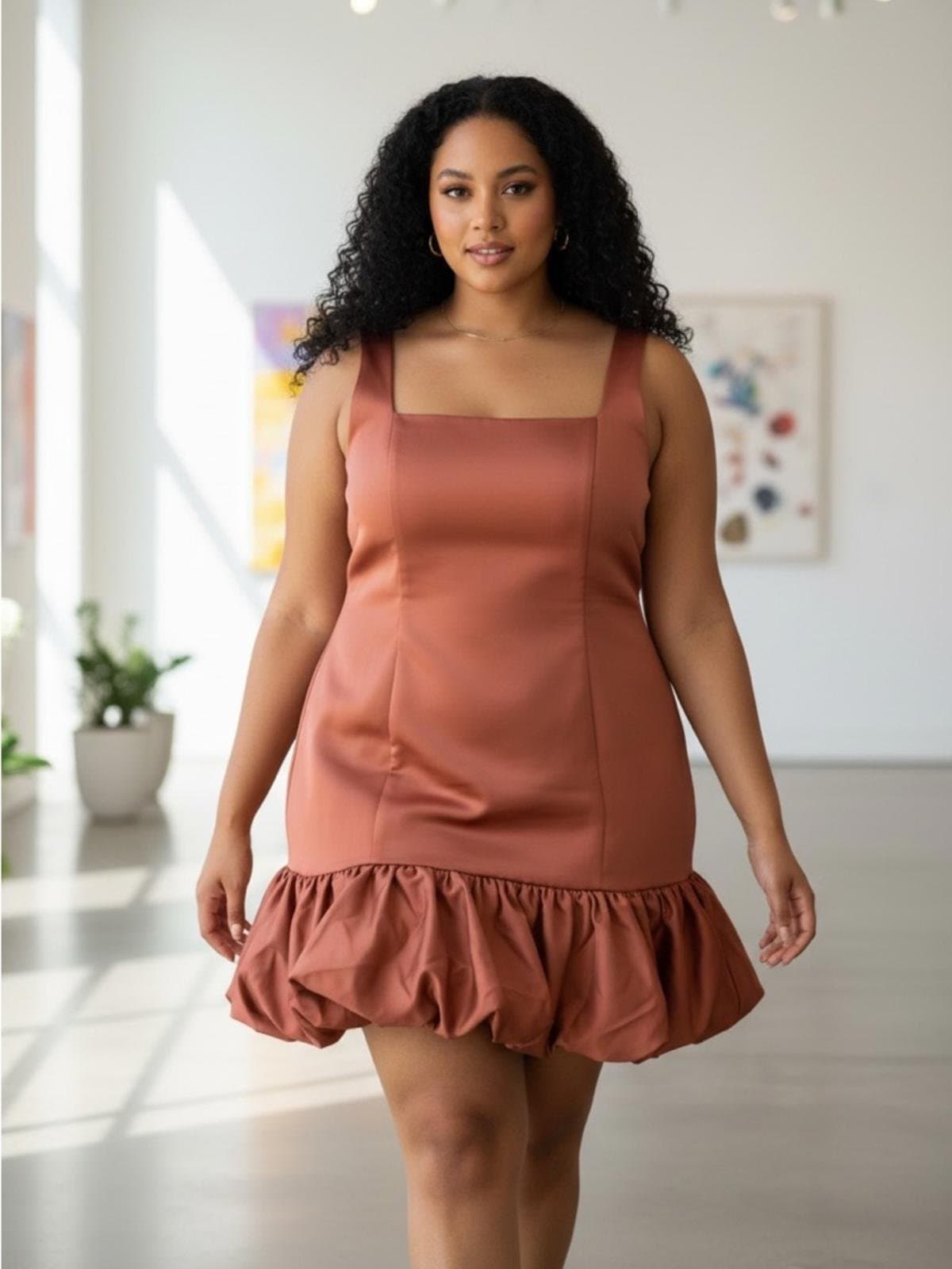 Fashion Nova Copper Satin Mini Dress - Sienna Style - Image 1