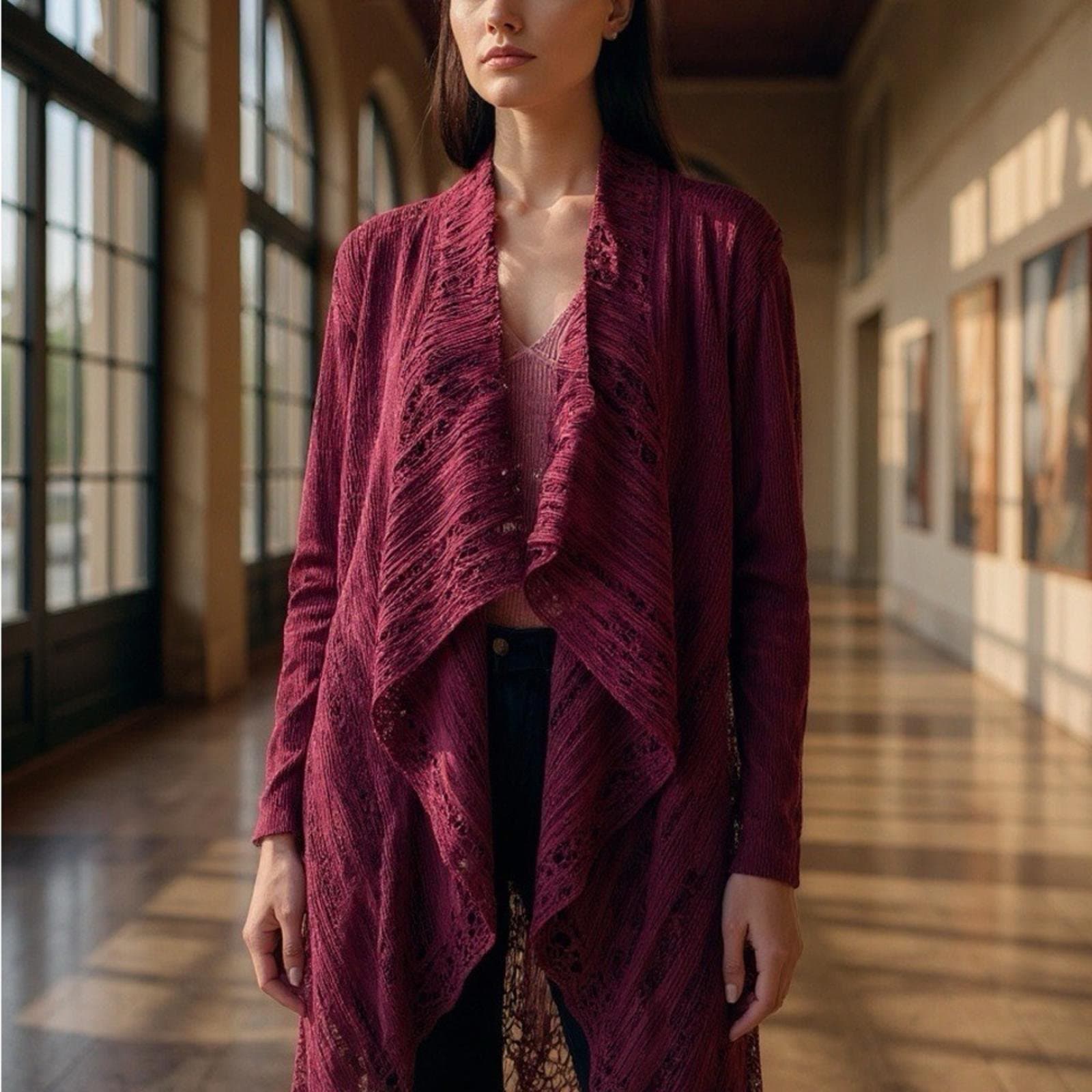 Elegant Burgundy Cardigan for Women - Image 1