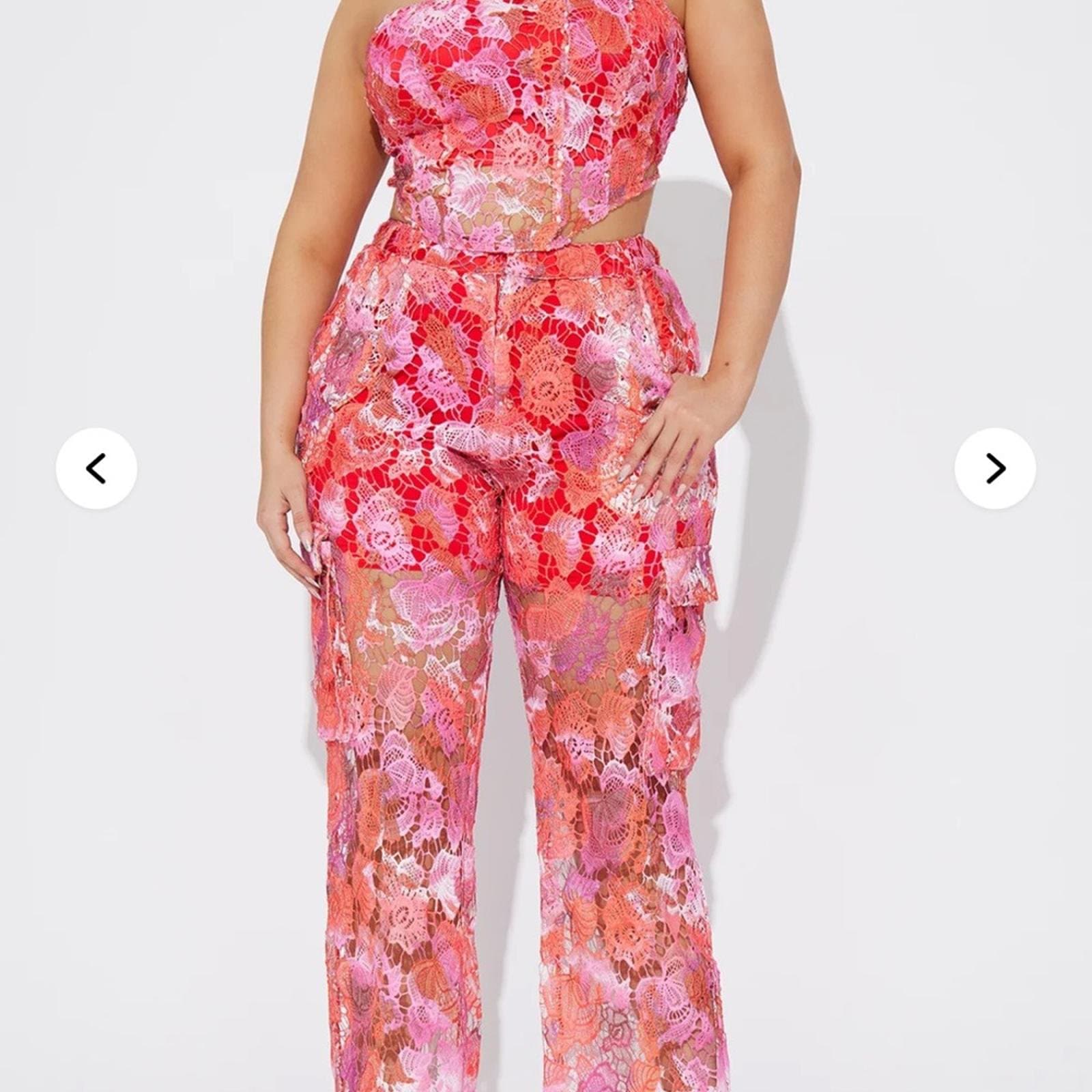 Fashion Nova Vibrant Floral Lace Jumpsuit - Image 1