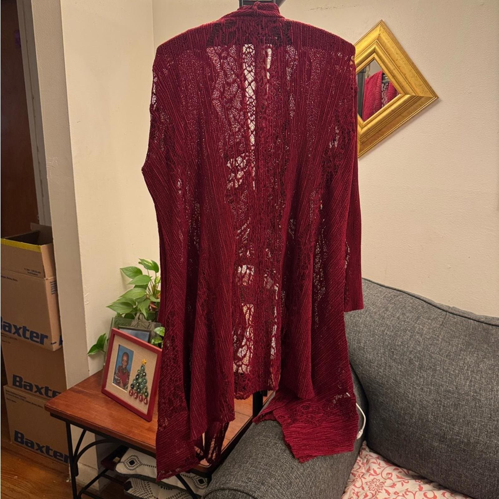 Elegant Burgundy Cardigan for Women - Thumbnail 3