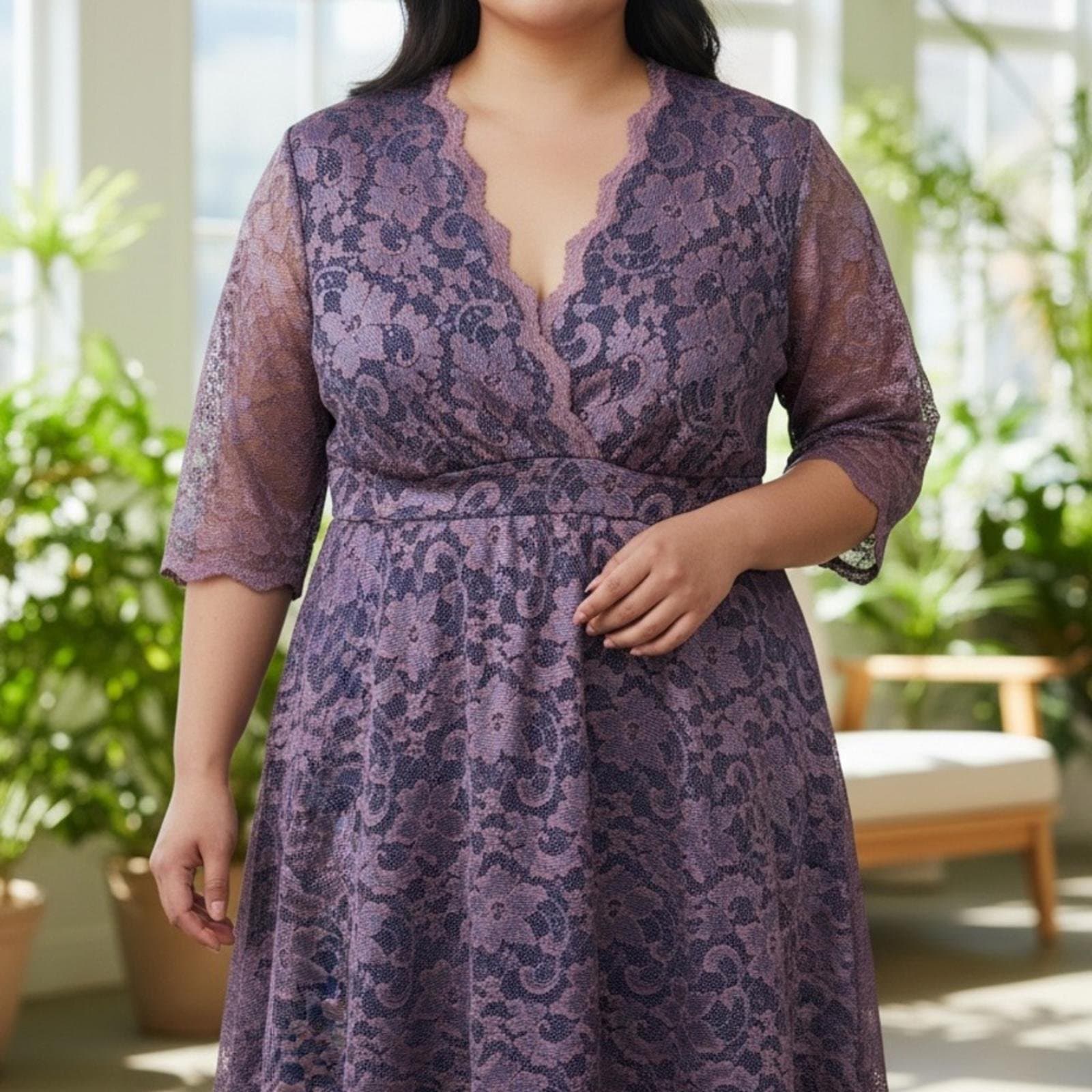 Kiyonna Deep Purple Lace Dress - Image 1