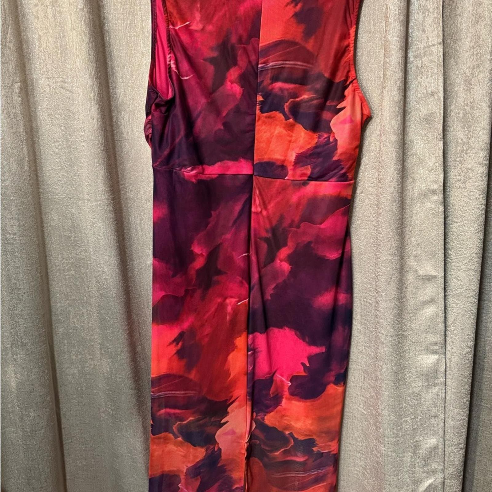 SHEIN Vibrant Red and Pink Midi Dress - Thumbnail 3