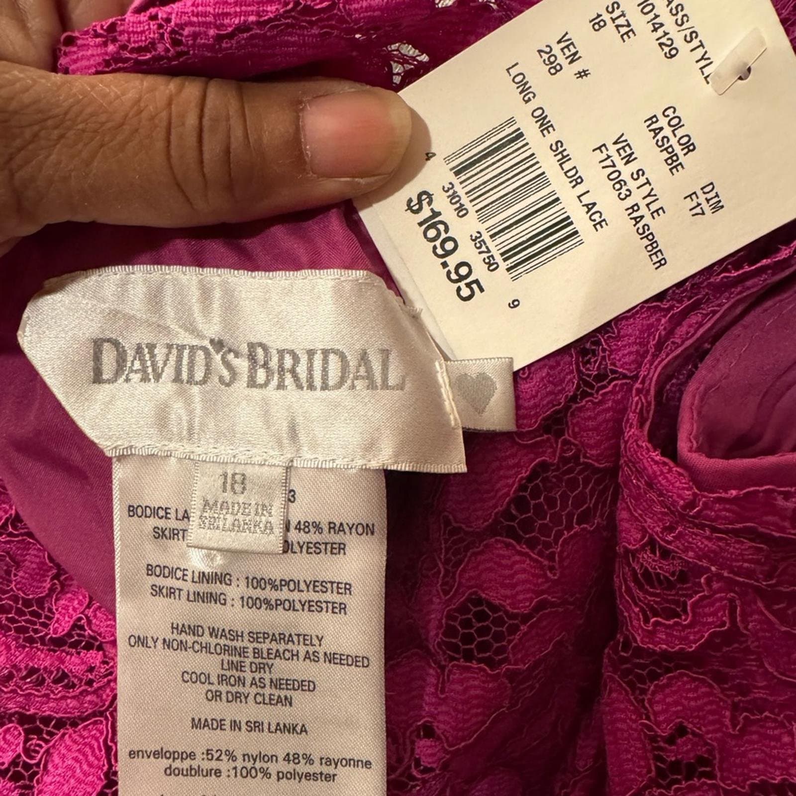 David's Bridal One-Shoulder Lace Bodice Maxi Dress in Plum - Thumbnail 4