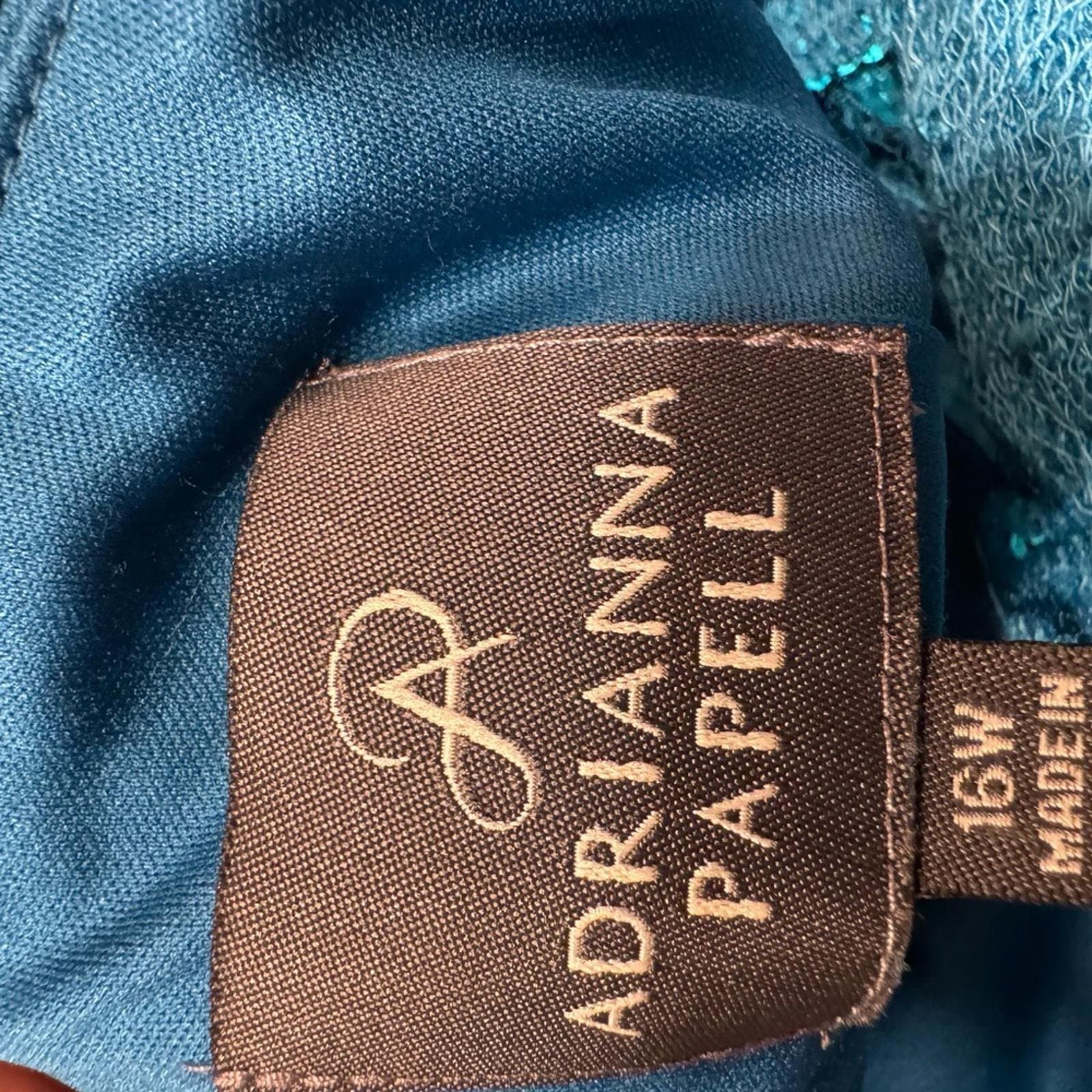 Adrianna Papell Teal Lace Dress - Thumbnail 4