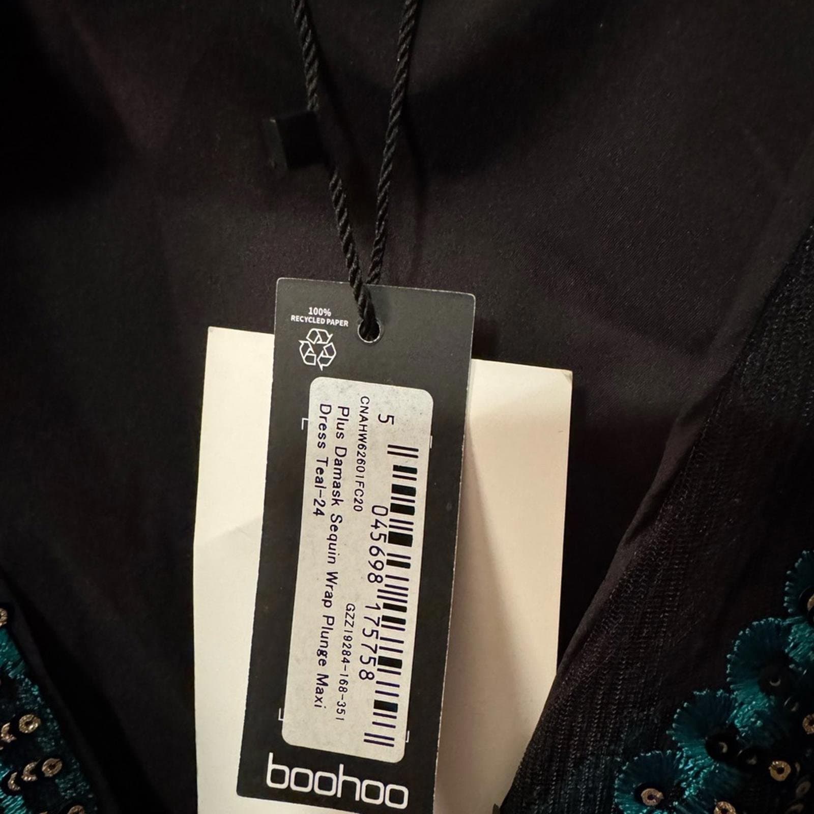 Boohoo Sequin Damask Plunge Maxi Party Dress - Thumbnail 4