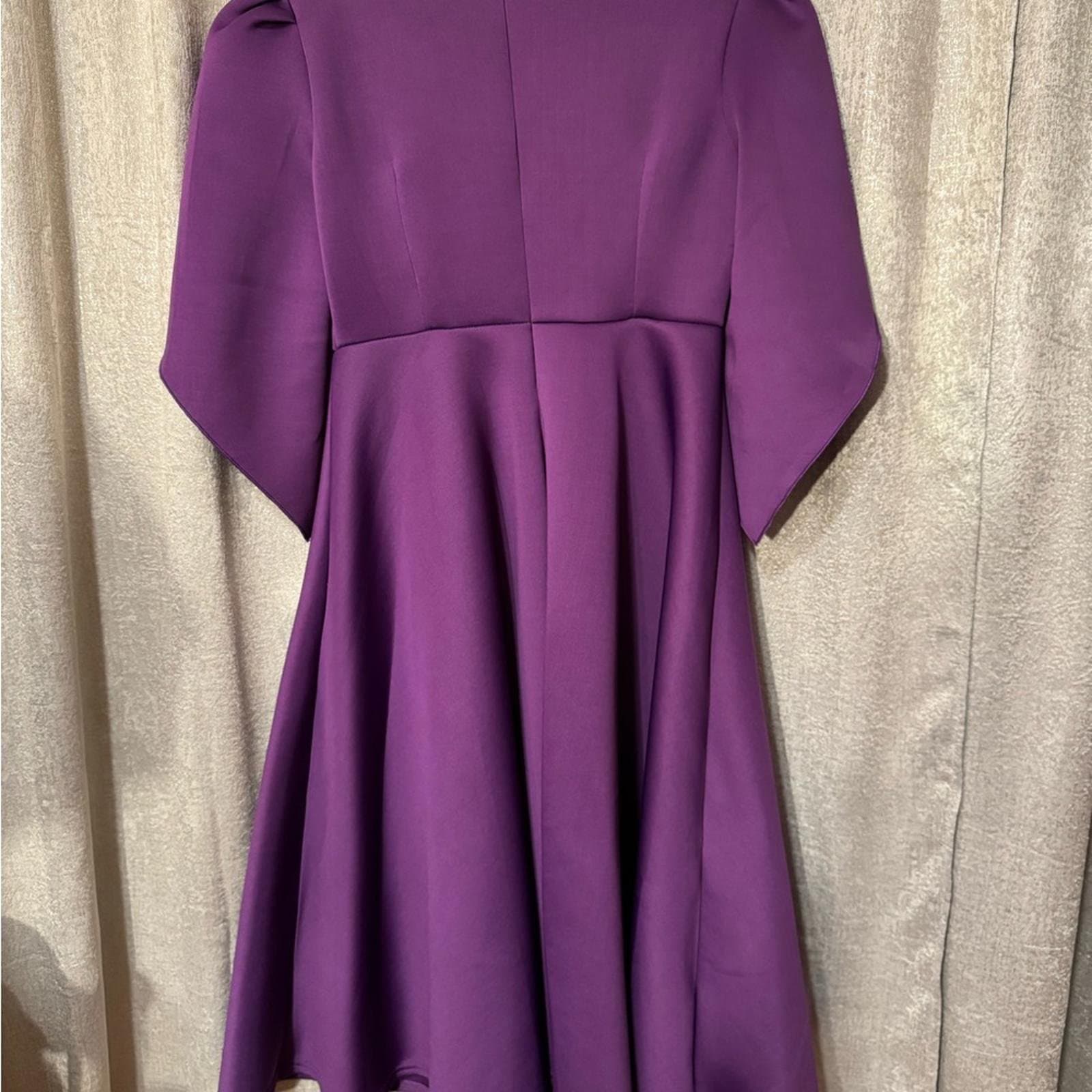 Elegant Women's Midi Dress in Rich Purple - Thumbnail 4