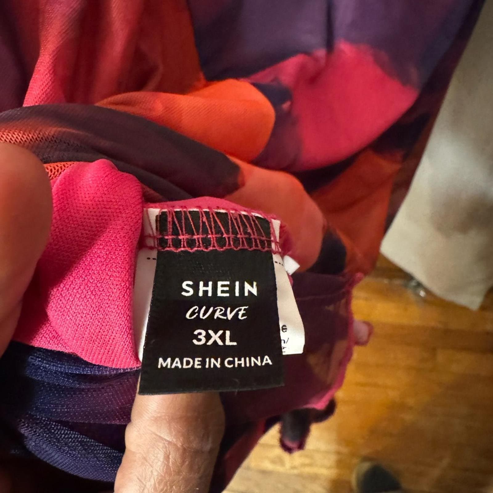 SHEIN Vibrant Red and Pink Midi Dress - Thumbnail 4