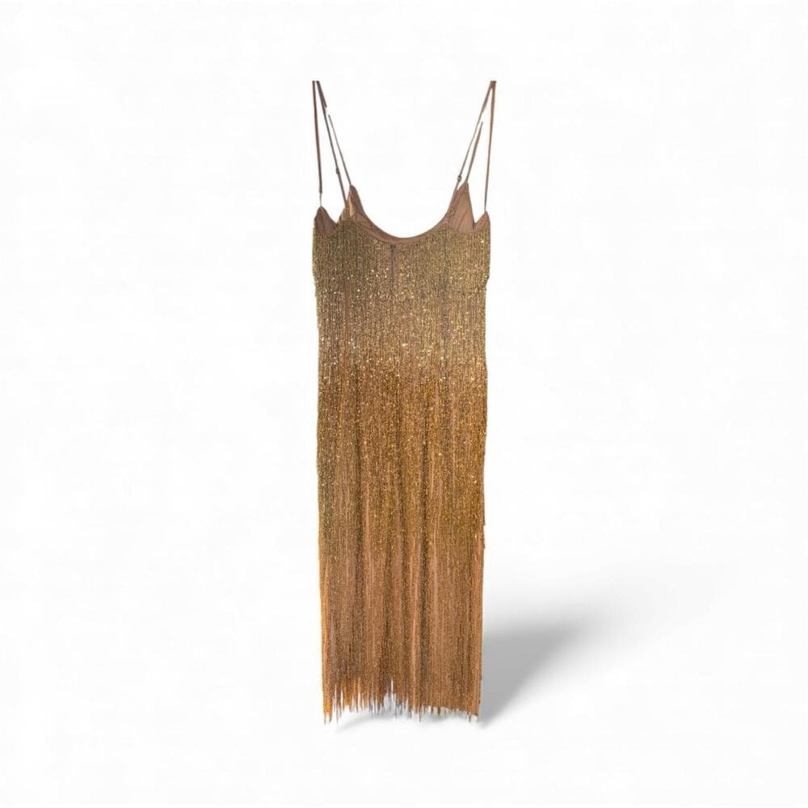 Gold Sequin Mini Dress - Thumbnail 3