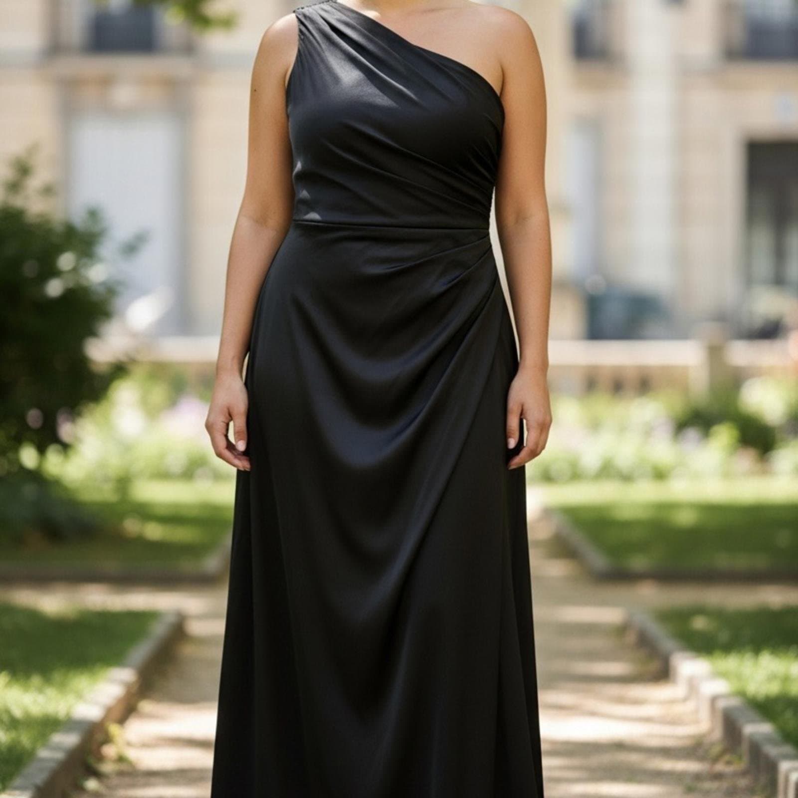 Signature One-Shoulder Black Dress - Image 1
