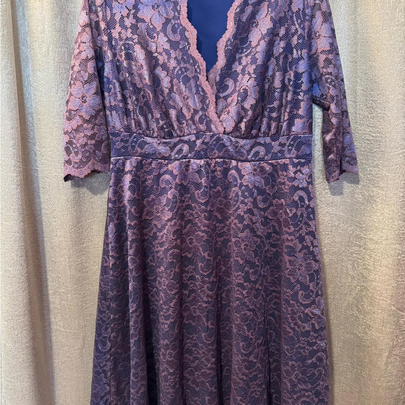 Kiyonna Deep Purple Lace Dress - Thumbnail 2