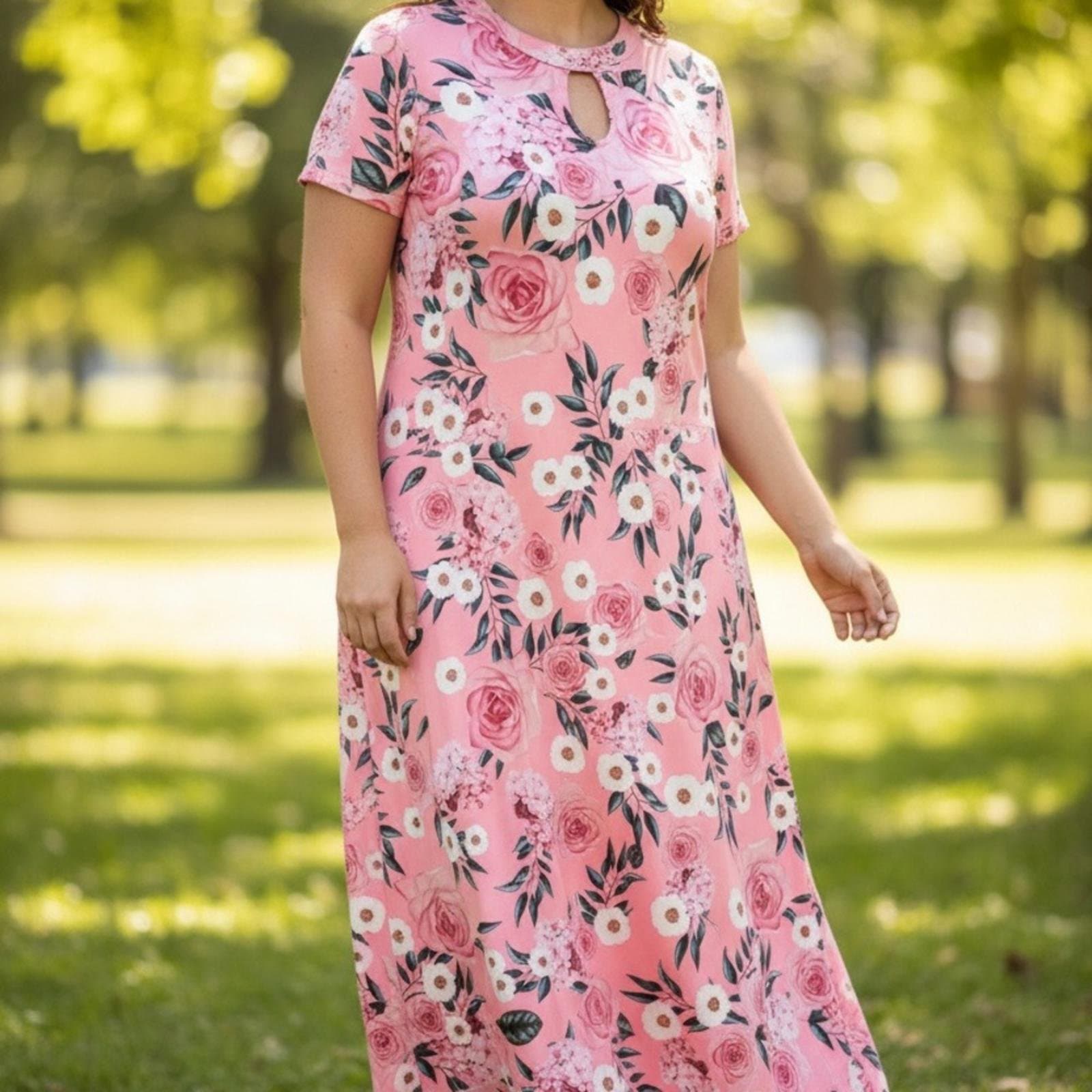 Elegant Floral Maxi Dress in Pink - Image 1