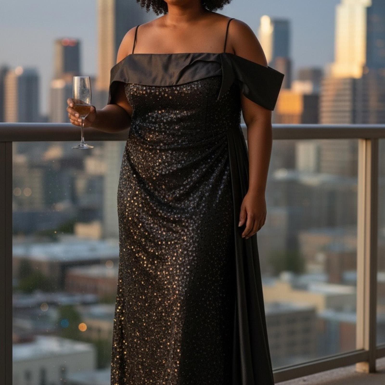 Stunning Strapless Black Sequin Dress - Image 1