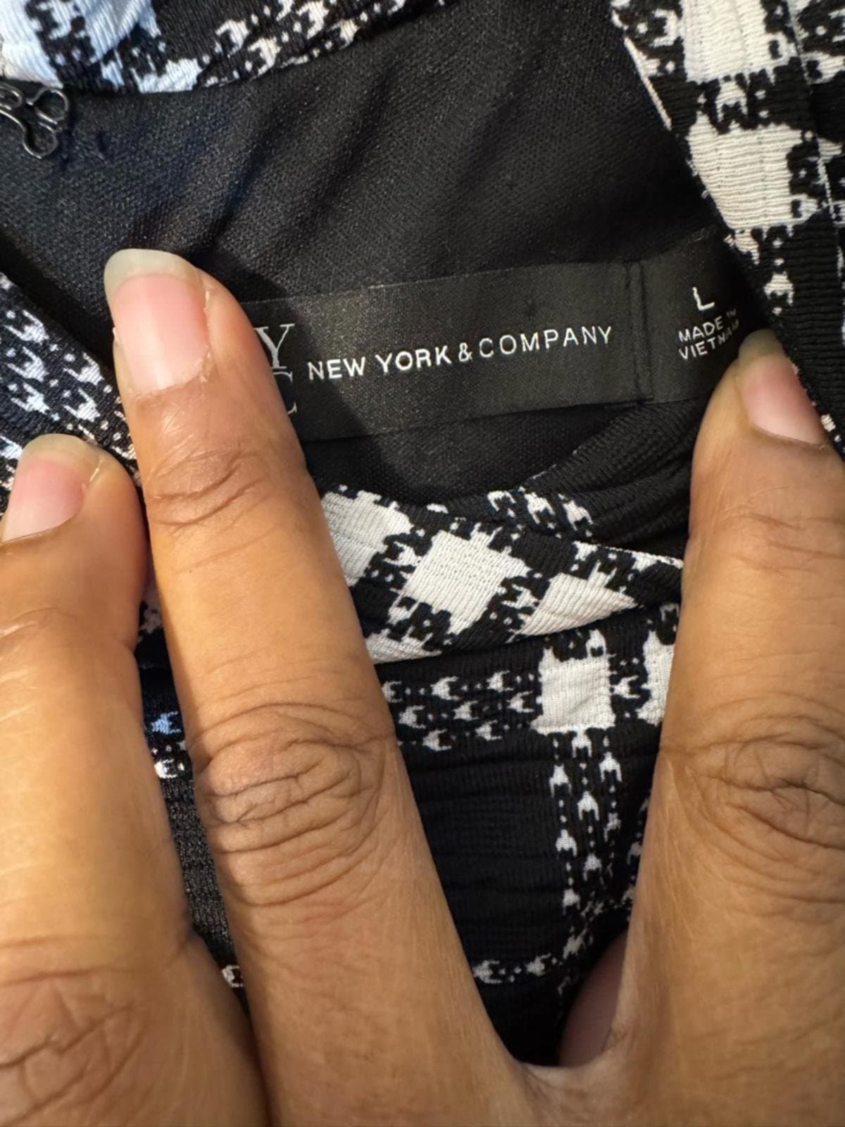 New York & Company Black and White Plaid Pencil Skirt - Thumbnail 3