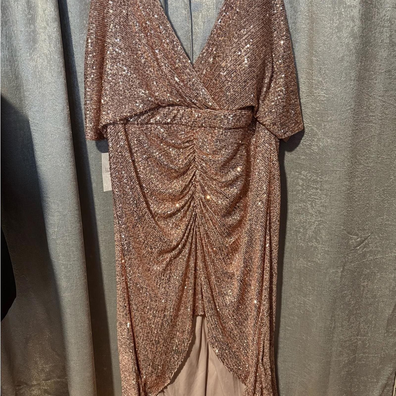 Night Way Collections Rose Gold Sequin Maxi Dress - Thumbnail 2