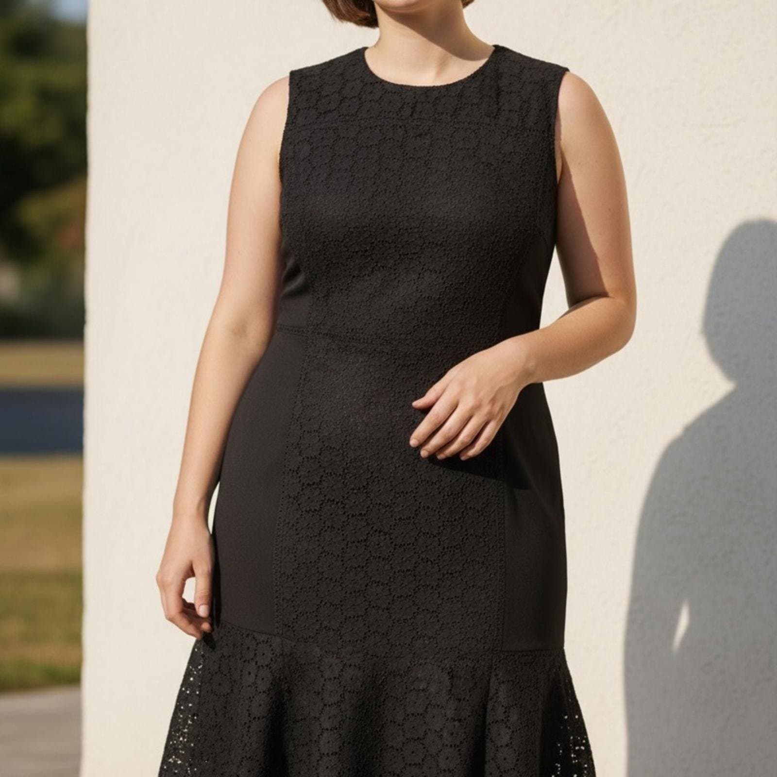 J. Crew Black Textured Midi Dress - Image 1