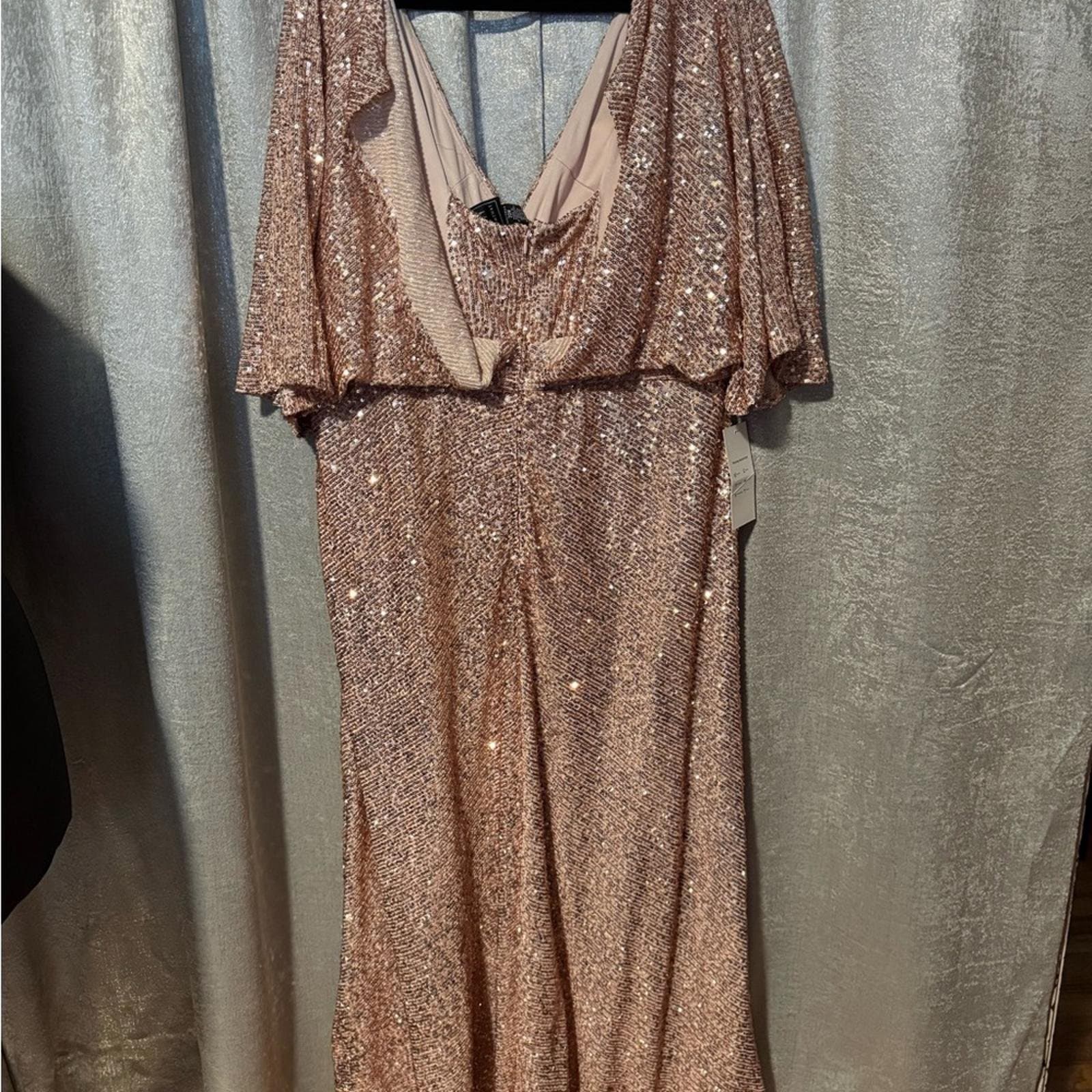 Night Way Collections Rose Gold Sequin Maxi Dress - Thumbnail 4