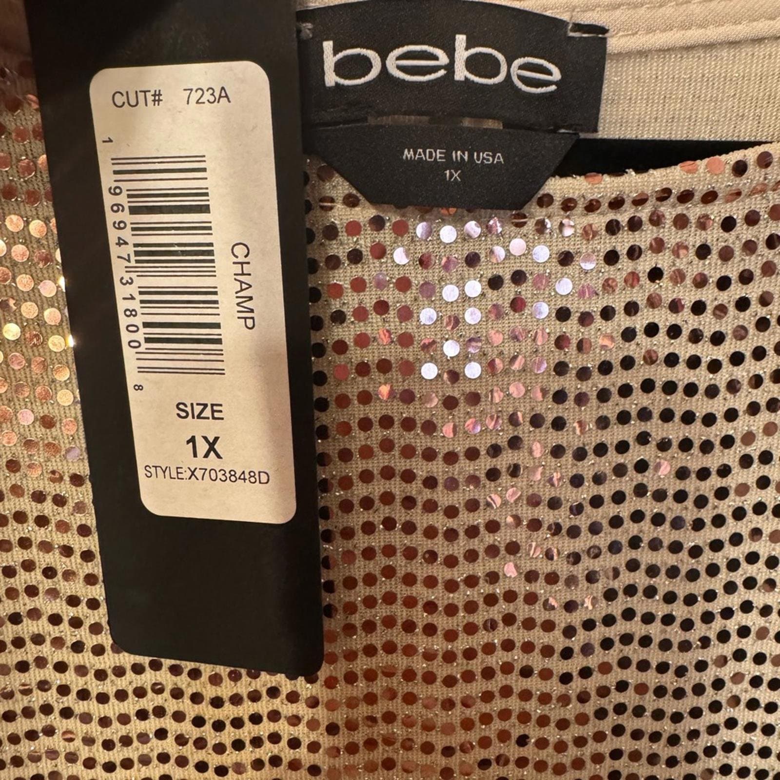 bebe Rose Gold Sequin Long Sleeve Dress - Thumbnail 5