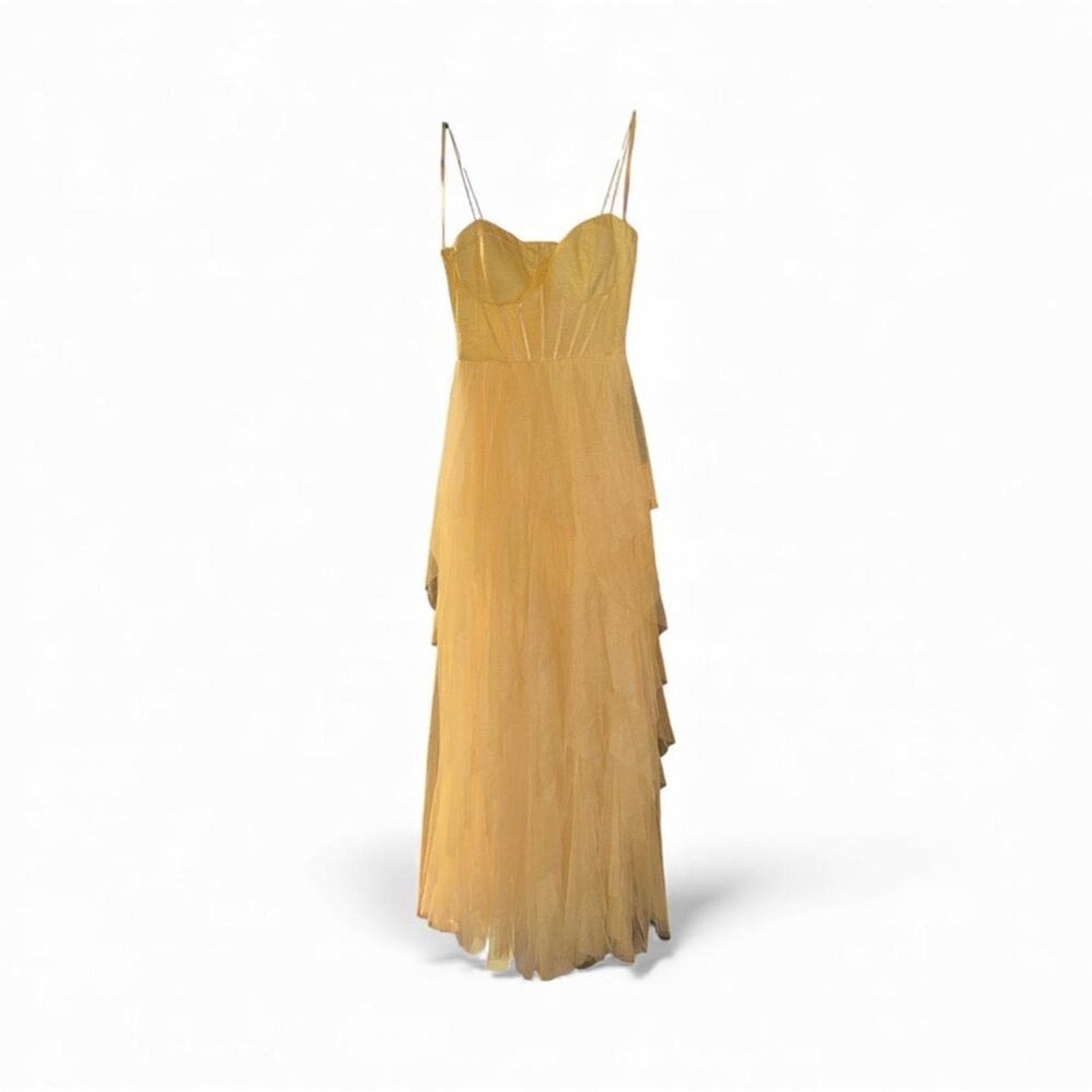 B. Smart Golden Layered Maxi Dress - Thumbnail 2