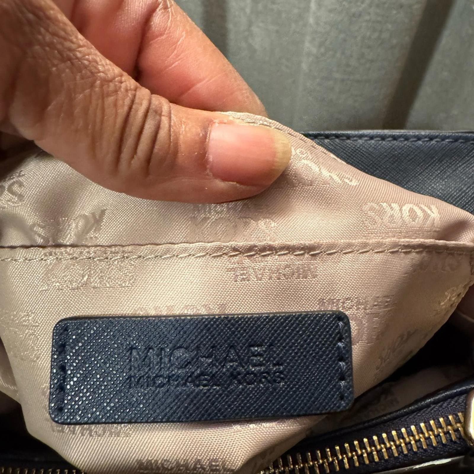 Michael Kors Navy Blue Saffiano Leather Satchel - Thumbnail 8