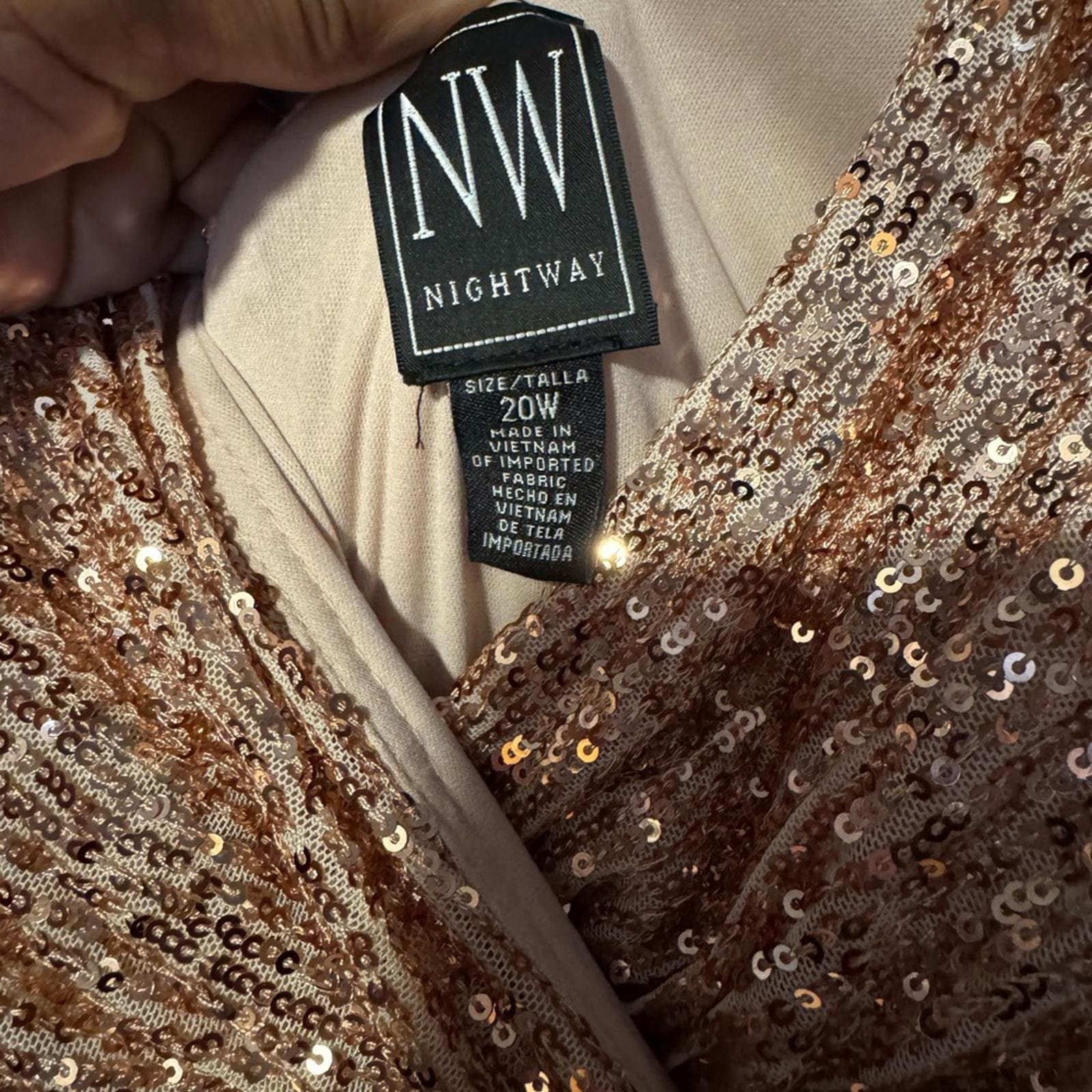 Night Way Collections Rose Gold Sequin Maxi Dress - Thumbnail 3