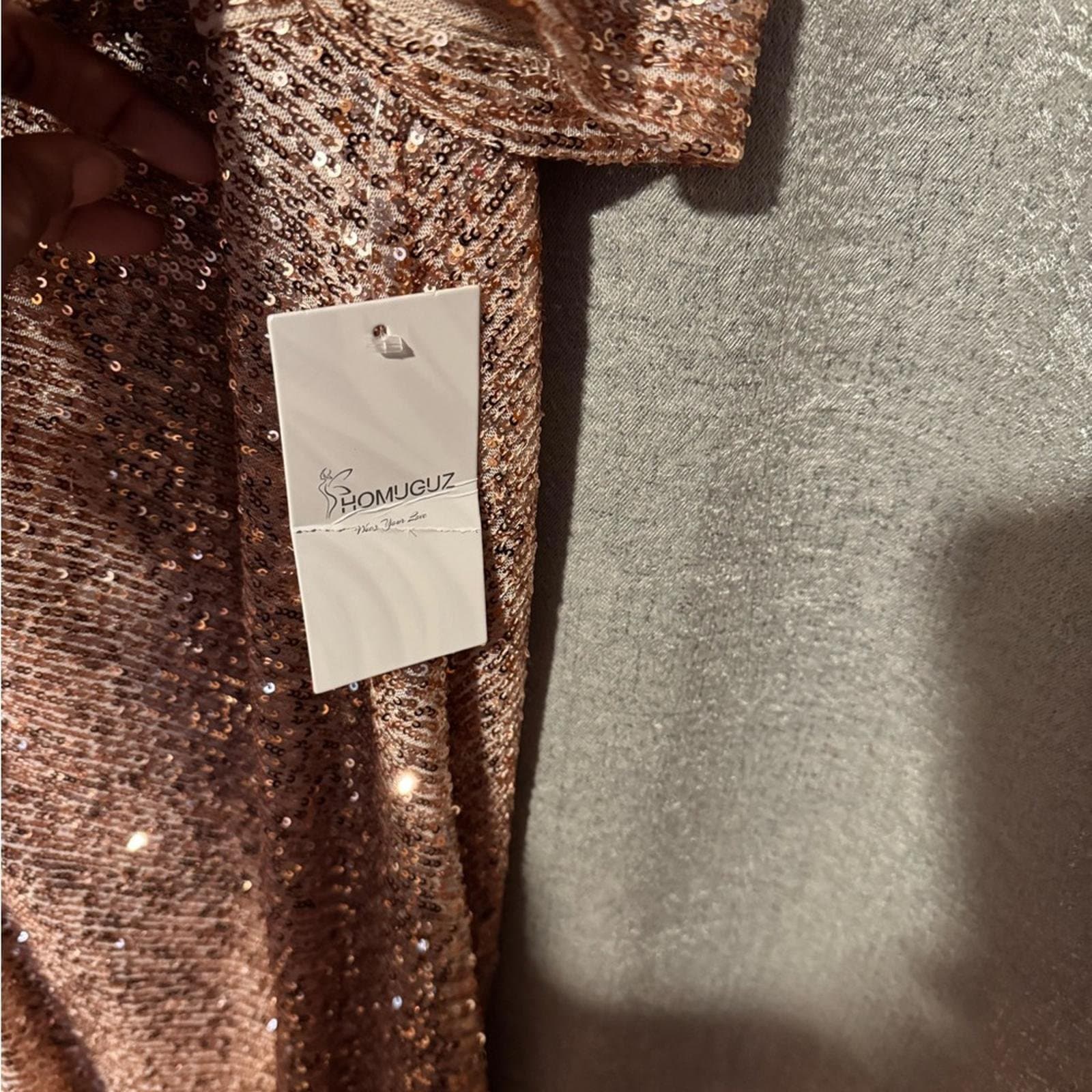 Night Way Collections Rose Gold Sequin Maxi Dress - Thumbnail 5