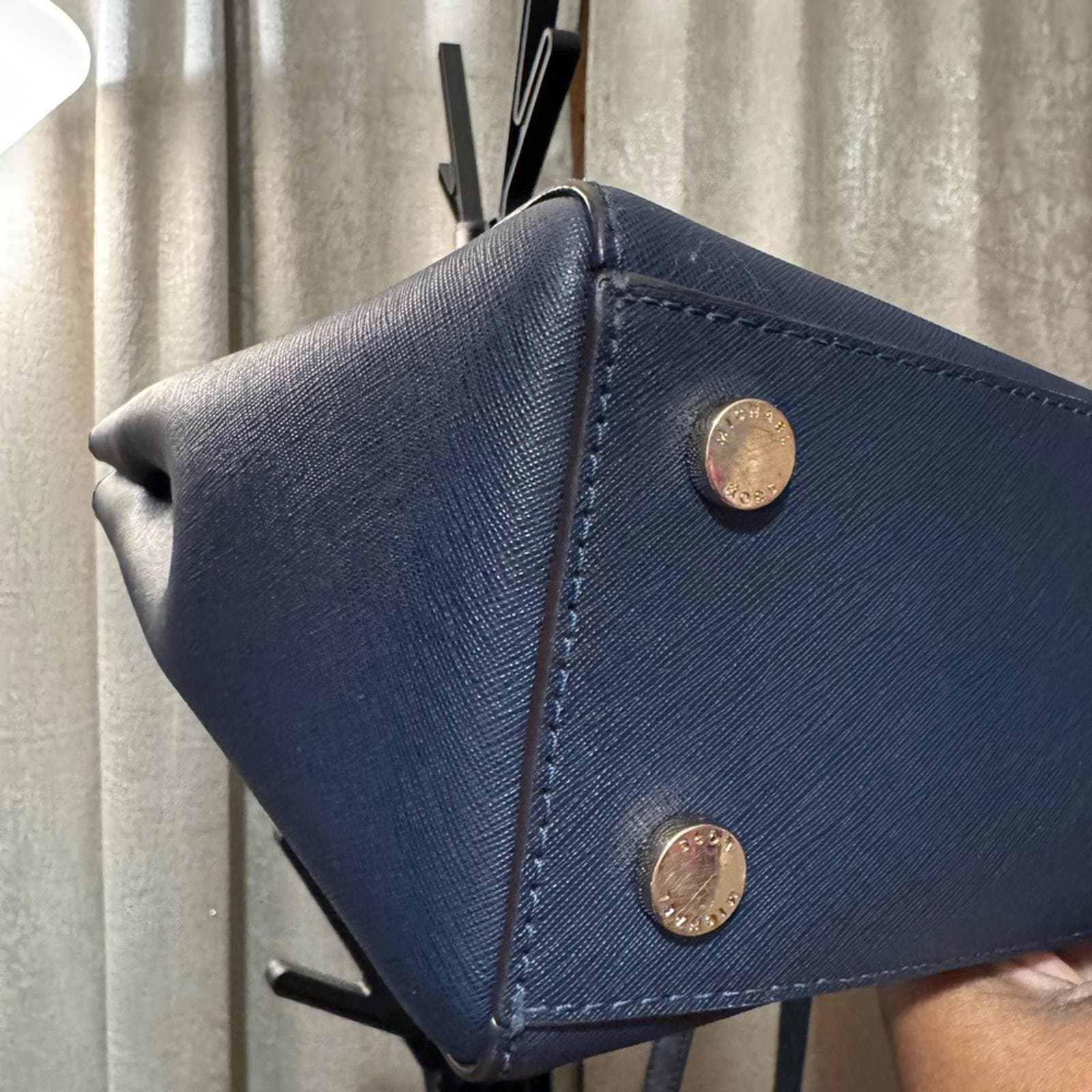 Michael Kors Navy Blue Saffiano Leather Satchel - Thumbnail 3