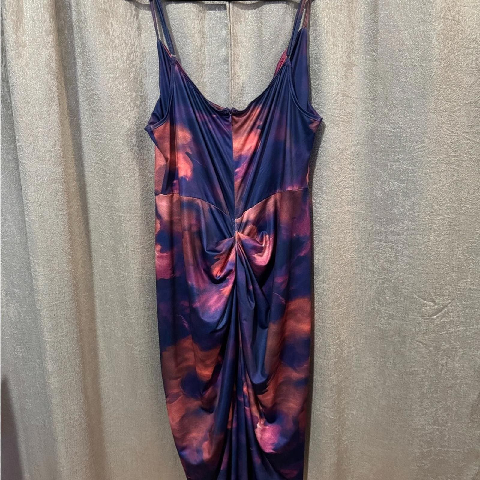 SHEIN Navy and Copper Midi Dress - Thumbnail 3