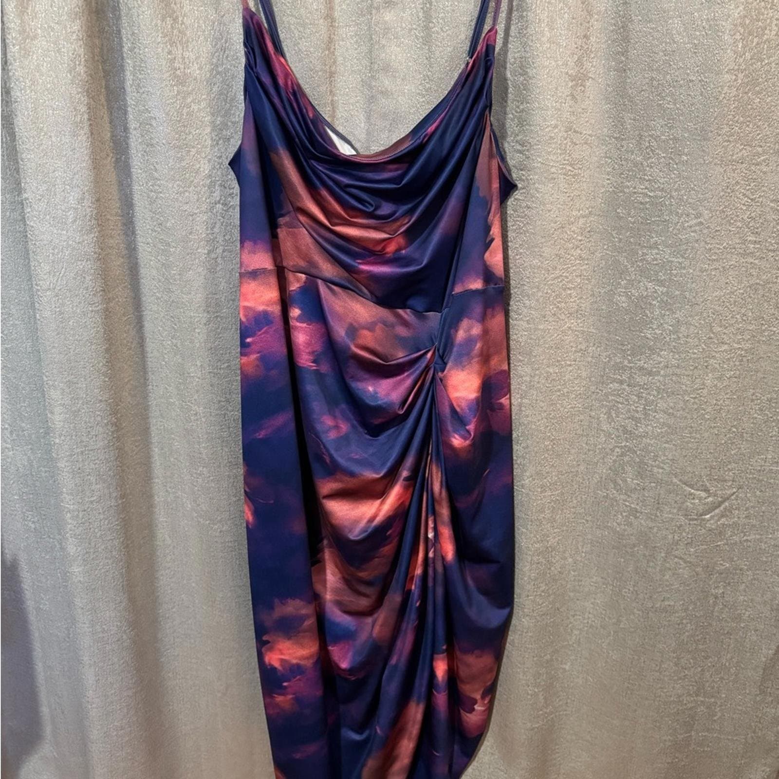 SHEIN Navy and Copper Midi Dress - Thumbnail 2