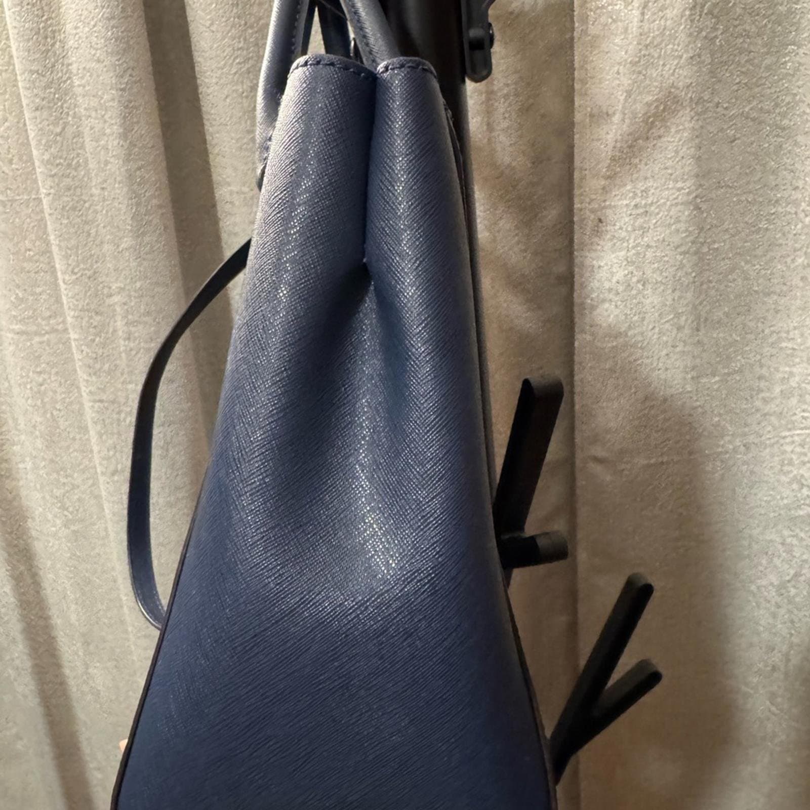 Michael Kors Navy Blue Saffiano Leather Satchel - Thumbnail 6