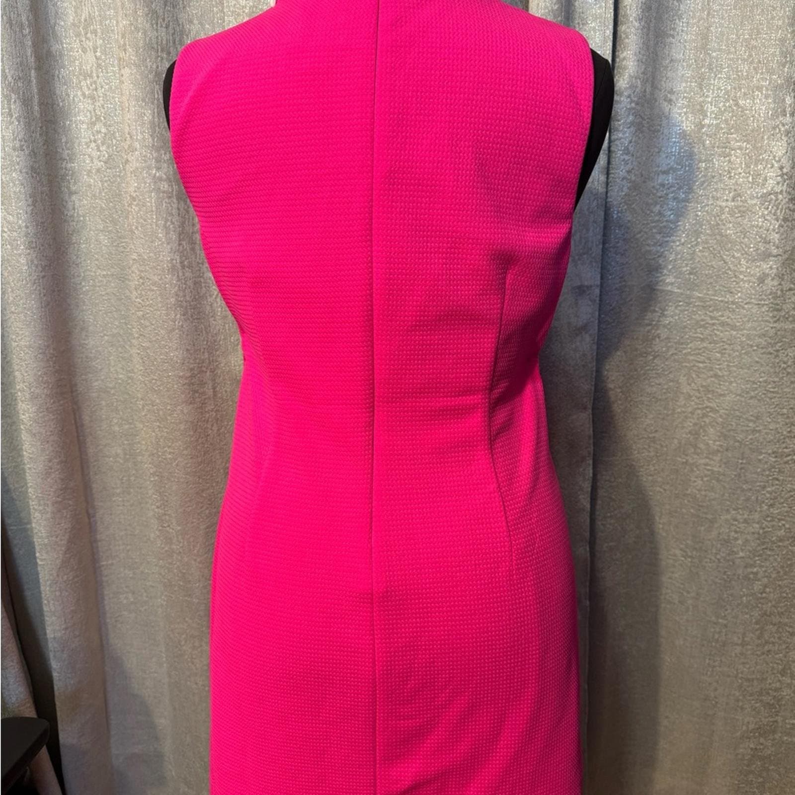Vince Camuto Embroidered Neckline Pink Dress - Thumbnail 3