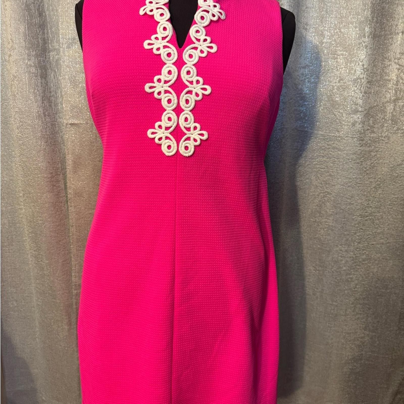 Vince Camuto Embroidered Neckline Pink Dress - Thumbnail 2