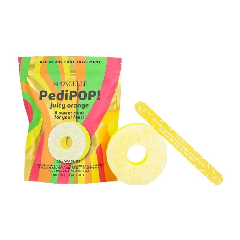 Éponge Infusée & Lime à Ongles De Pédicure Pedi Pop Buffer Orange Juicy (20+ Utilisations) Spongellé 85g - Image 1