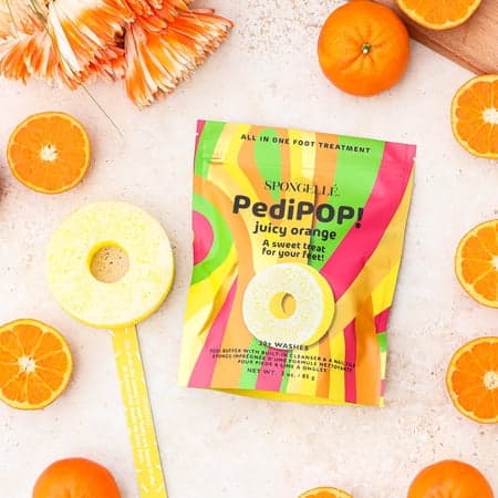 Éponge Infusée & Lime à Ongles De Pédicure Pedi Pop Buffer Orange Juicy (20+ Utilisations) Spongellé 85g - Thumbnail 2