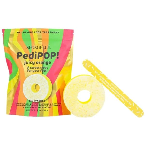 Éponge Infusée & Lime à Ongles De Pédicure Pedi Pop Buffer Orange Juicy (20+ Utilisations) Spongellé 85g - Thumbnail 3