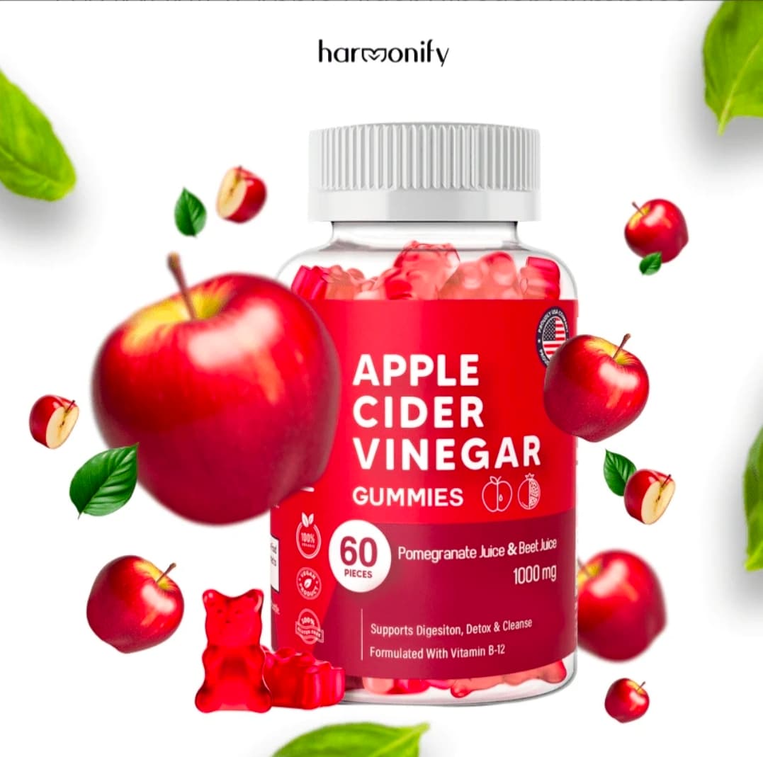 Harmonify Apple Cider Vinegar Gummies 60 Pieces Vegan Gluten Free - Thumbnail 5