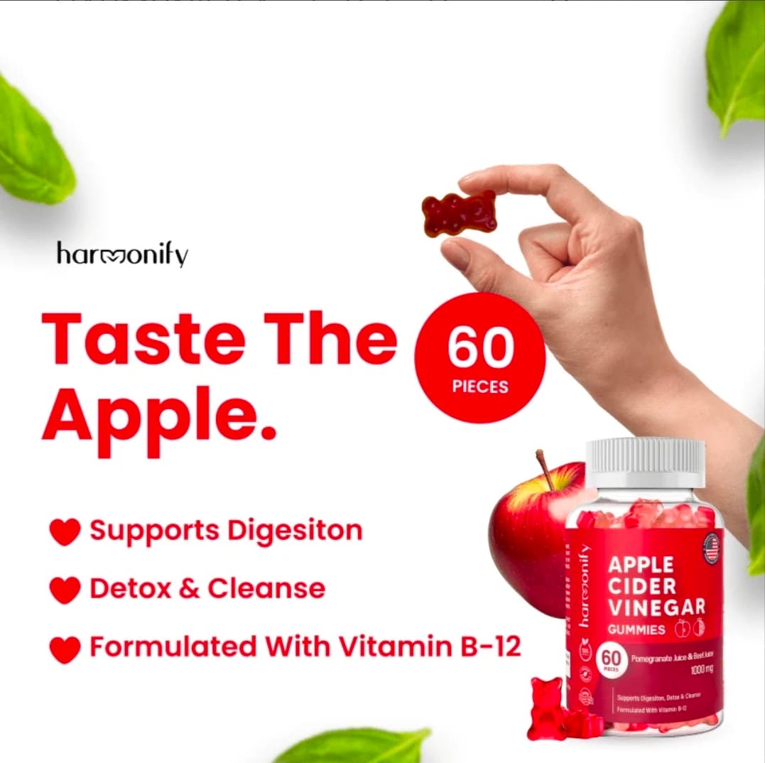 Harmonify Apple Cider Vinegar Gummies 60 Pieces Vegan Gluten Free - Thumbnail 2