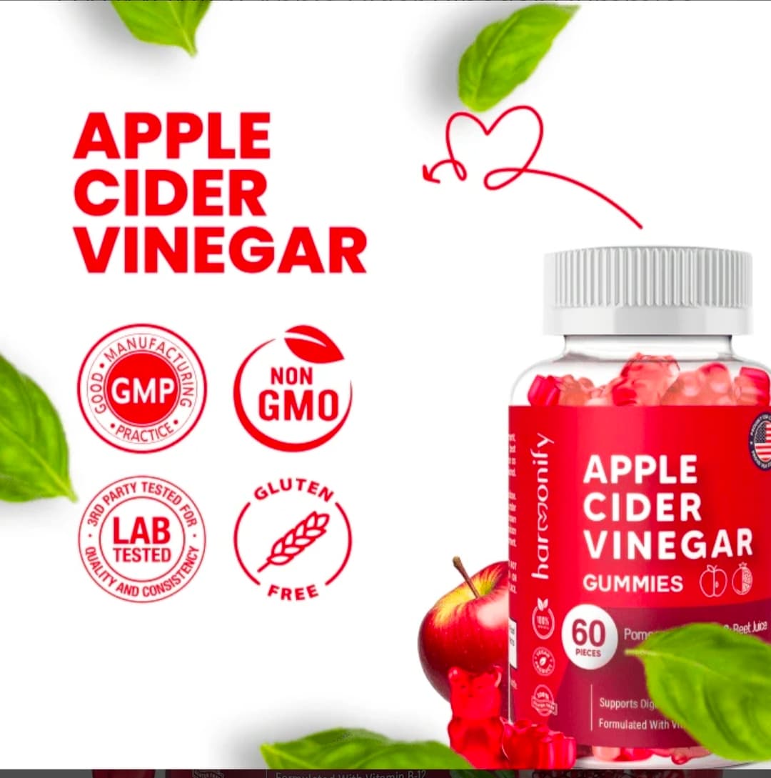 Harmonify Apple Cider Vinegar Gummies 60 Pieces Vegan Gluten Free - Thumbnail 4