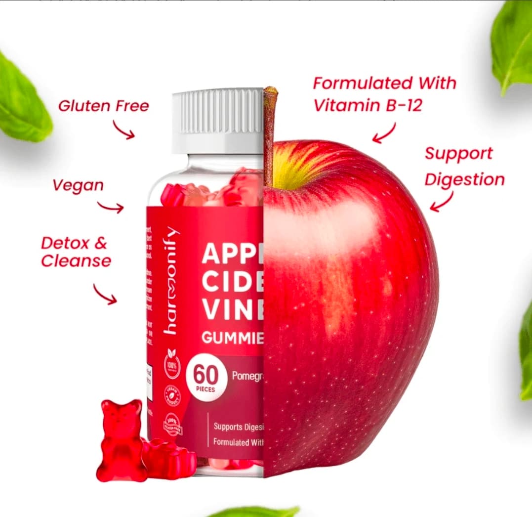 Harmonify Apple Cider Vinegar Gummies 60 Pieces Vegan Gluten Free - Thumbnail 3