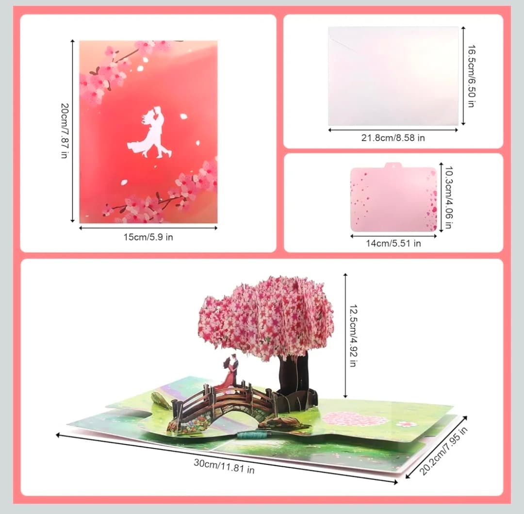 3D Cherry Blossom Pop-Up Greeting Card for Various Occasions - Thumbnail 5