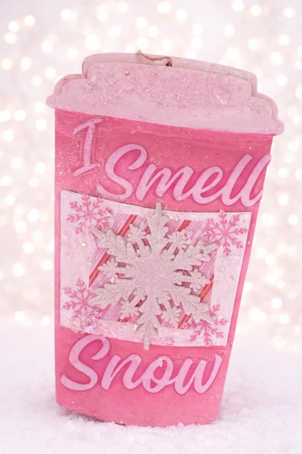 Pink “I Smell Snow” Winter Coffee Cup wreath - Thumbnail 2