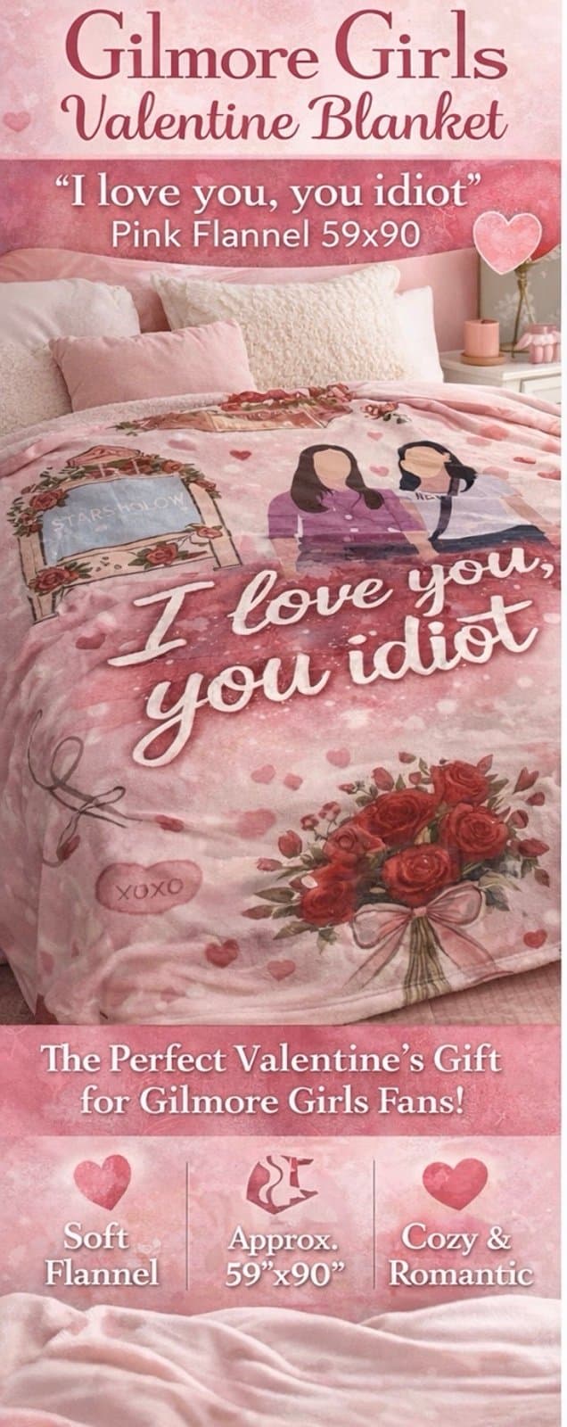 Gilmore girls inspired valentines blanket - Image 1