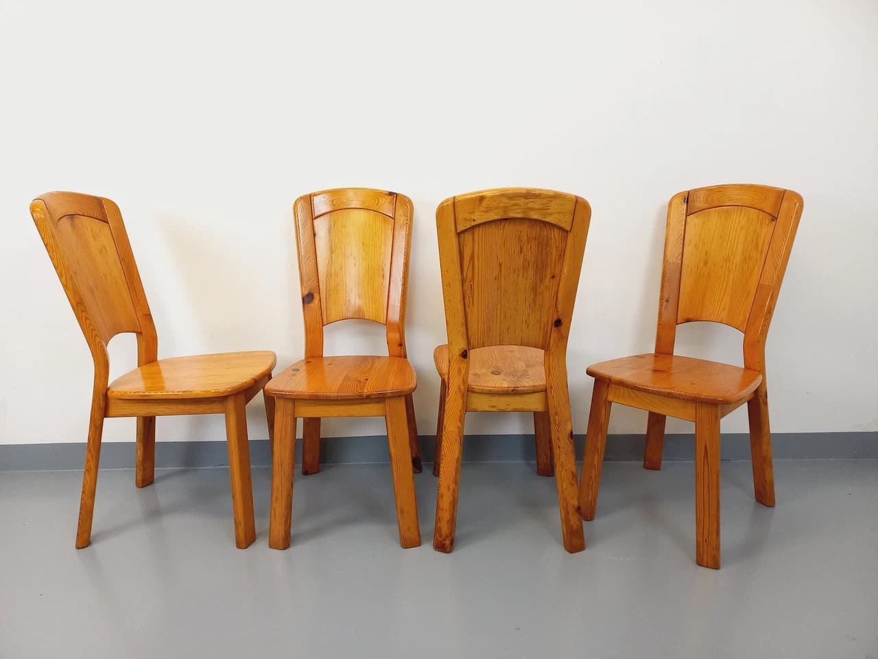 Suite Of 4 Vintage Pine Chairs