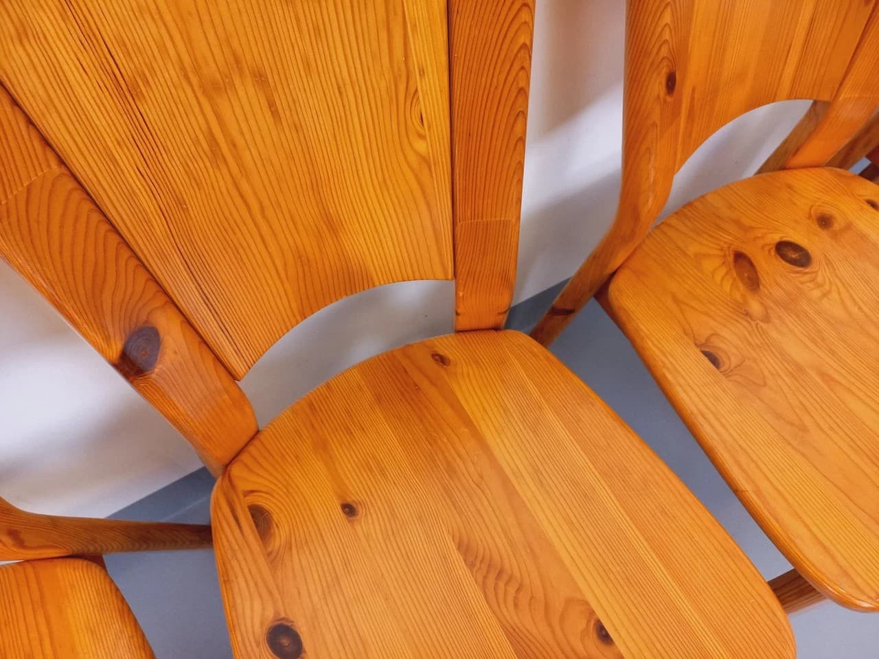 Suite Of 4 Vintage Pine Chairs - Thumbnail 7