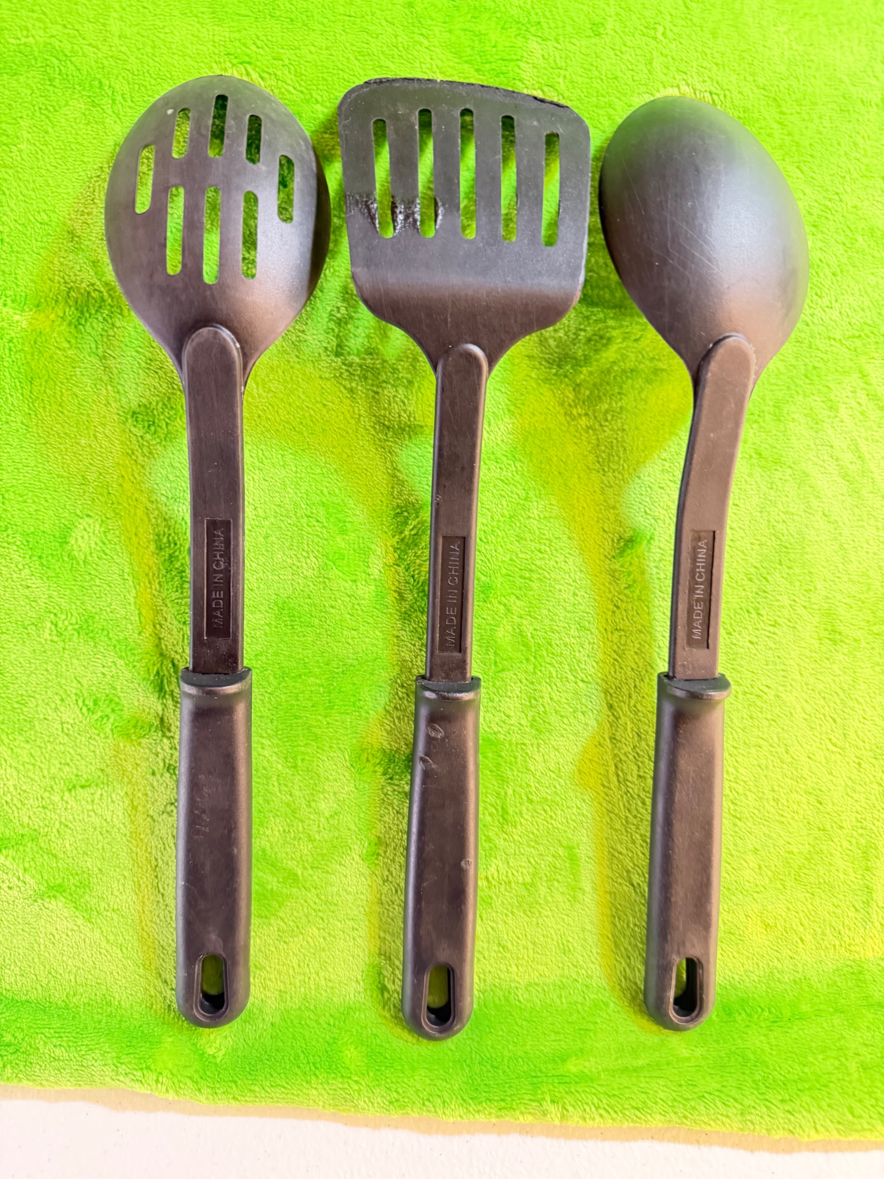 Black Kitchen Utensil Set Slotted Spoon Spatula Cooking Tools - Thumbnail 2